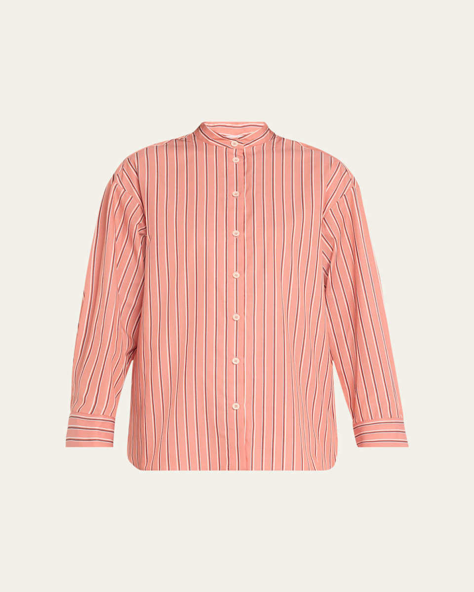 Bonheur Striped Cotton Sleep Shirt